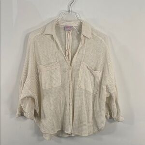 Urban Outfitters Out From Under 100% Cotton Oversized Cream Mesh Top Sz XS